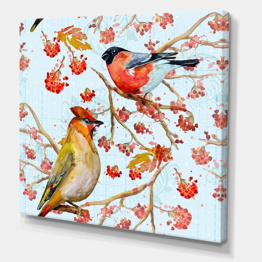 Designart - Two Birds On Branches During Autumn